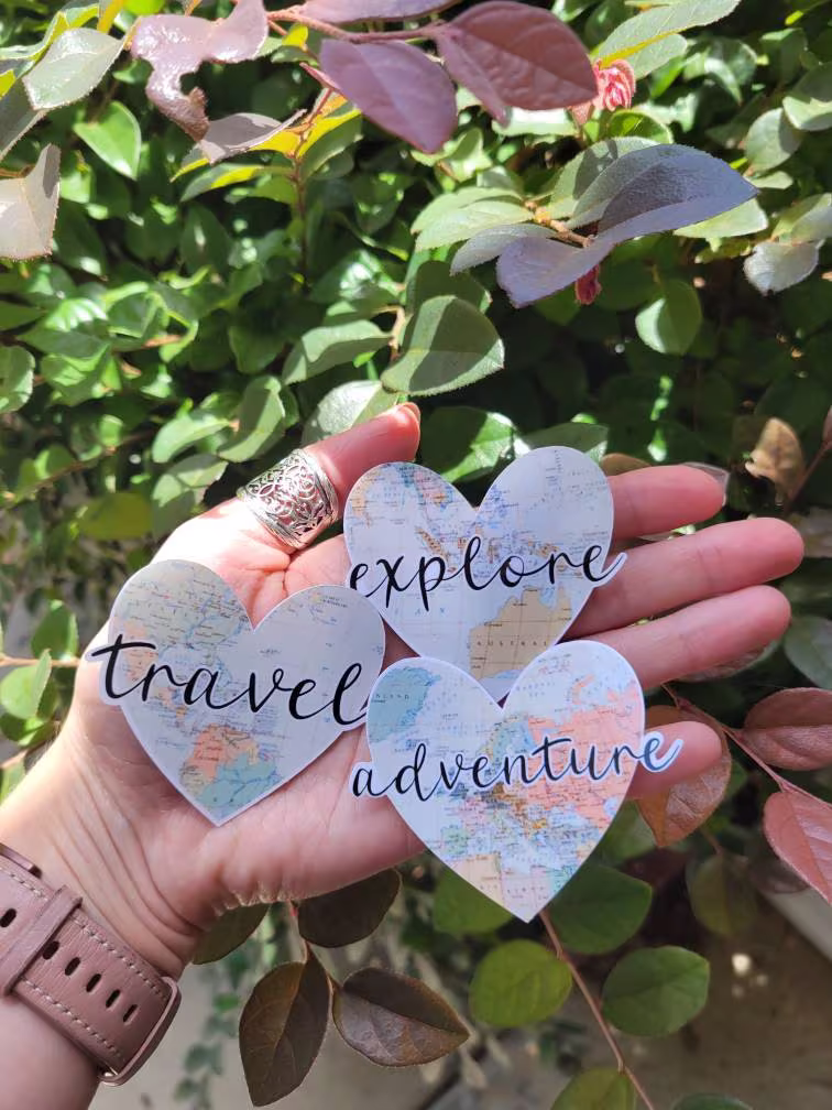 Waterproof Sticker, Explore, Travel Or Adventure World Map/Heart, Laptop, Water Bottler, Planner Sticker
