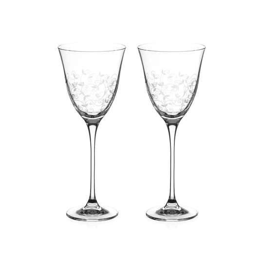 Hand Etched 270ml Lead Free Crystal White Wine Glass