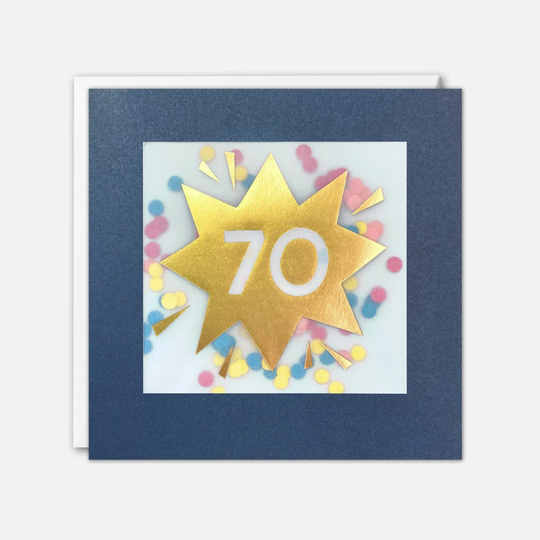 Age 70 Gold Birthday Card With Colourful Paper Confetti - Shakies By James Ellis