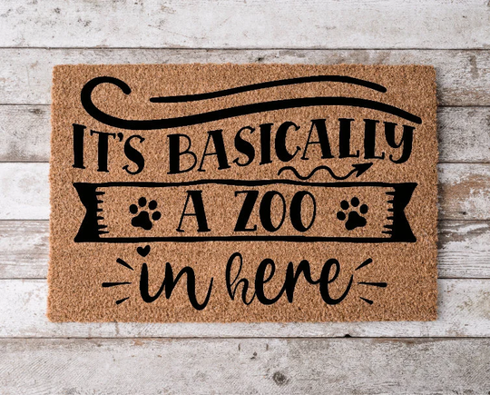 Its Basically A Zoo in Here | Custom Welcome Mat Personalized Door Cheerful Gift Home Decor Housewarming Funny Doormat