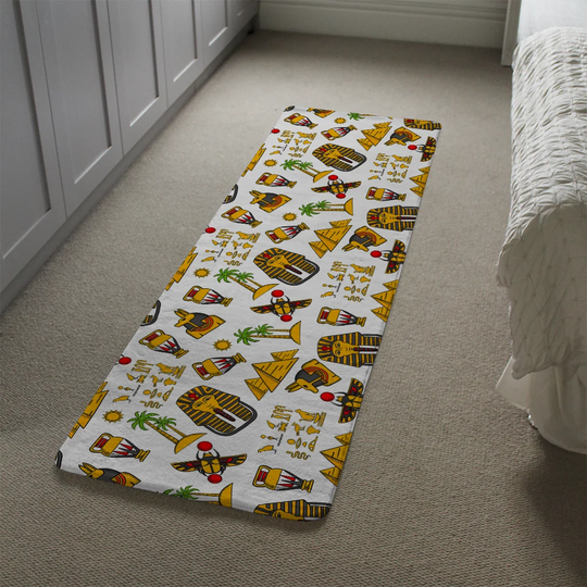 Maxfield Egypt Designer Shaggy Yellow/Ivory/Green Rug