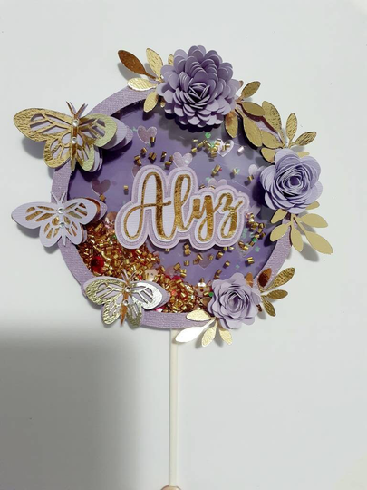 Butterfly Shaker Cake Topper, Purple 3D Custom Personalized Decorations
