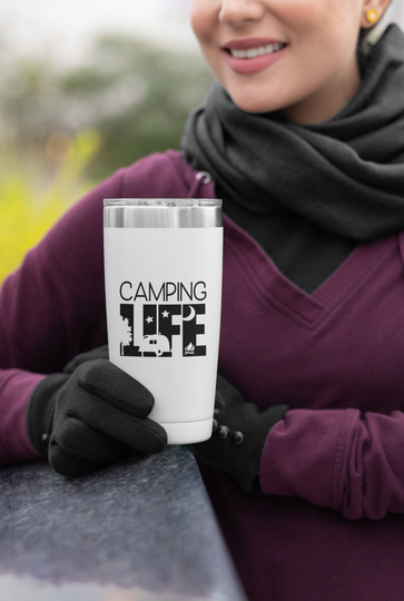 Camping Life - Vinyl Decal For Travel Mug, Wine Glass Or Coffee Mug | Decal Only Mug Not Included | Camp Happy Camper