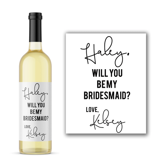 Bridesmaid Proposal Wine Bottle Label | Custom Gift High Quality Wine, Champagne Tall & Mini