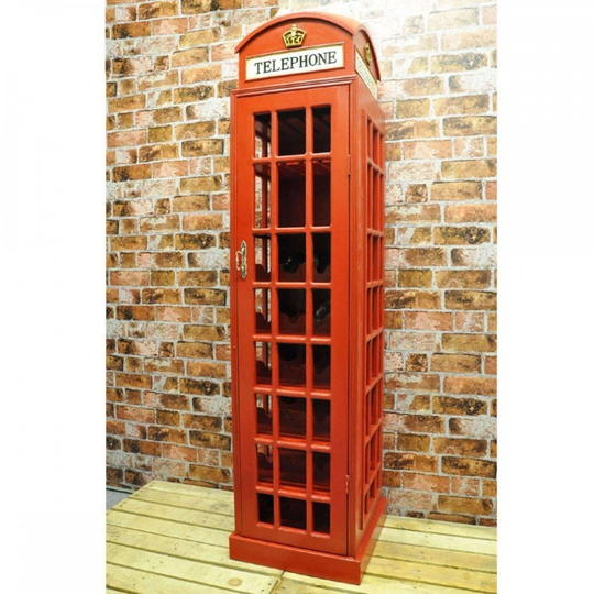 Large Retro Red Unique Telephone Box Cafe Restaurant Wine Cabinet