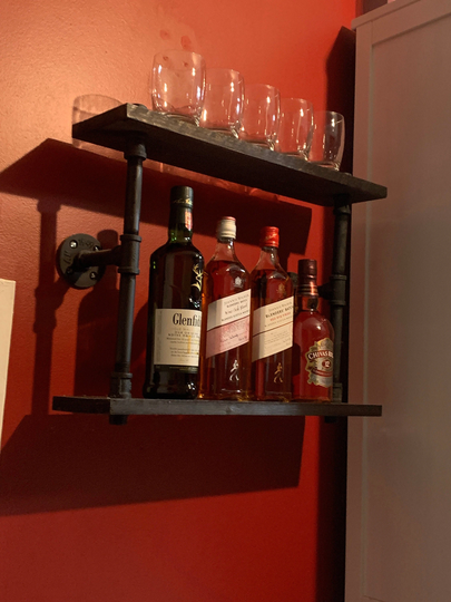 Display Shelf - Industrial Design Shelves Wine Booze Retro Scotch