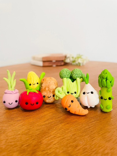 Garden Veggie Magnet Set| Vegetable Fridge Magnets| Cute Clay Gifts For Gardeners| Food Polymer Green Thumb