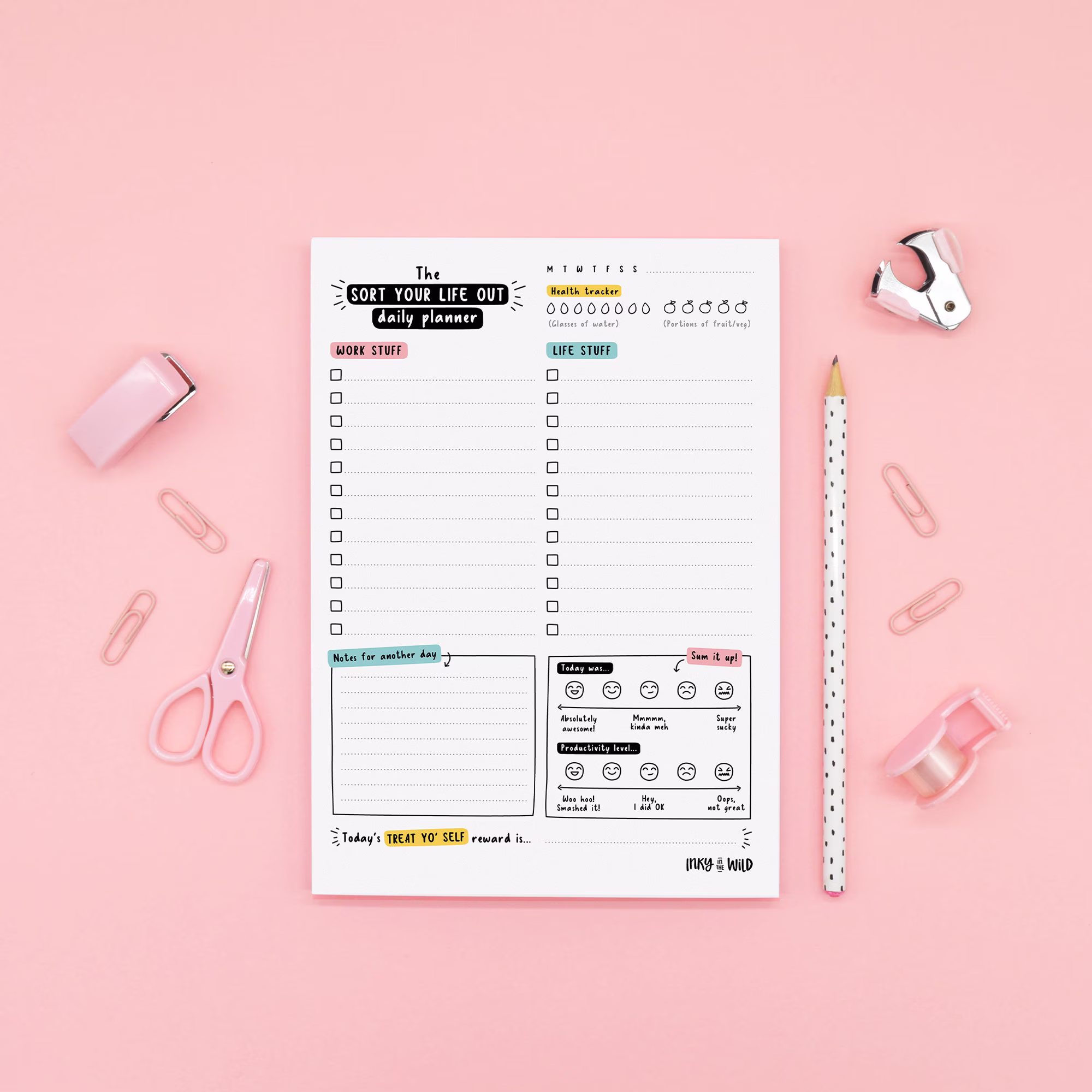 Sort Your Life Out A5 Daily Planner Desk Pad Work/Life Balance To Do List Motivation Notepad Student Agenda