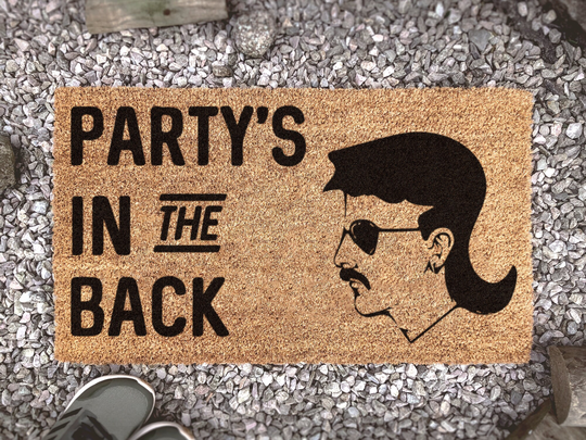 Party's in The Back - Funny Doormat Mullet Door Mat Gift Porch Decor Rug