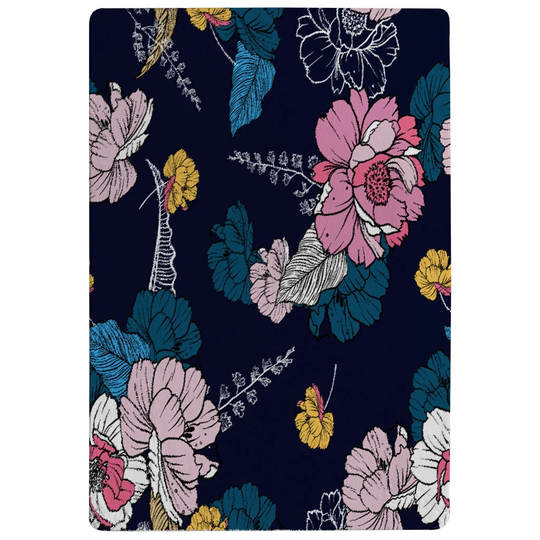Kenney Flowers Shaggy Dark Blue/Pink Rug