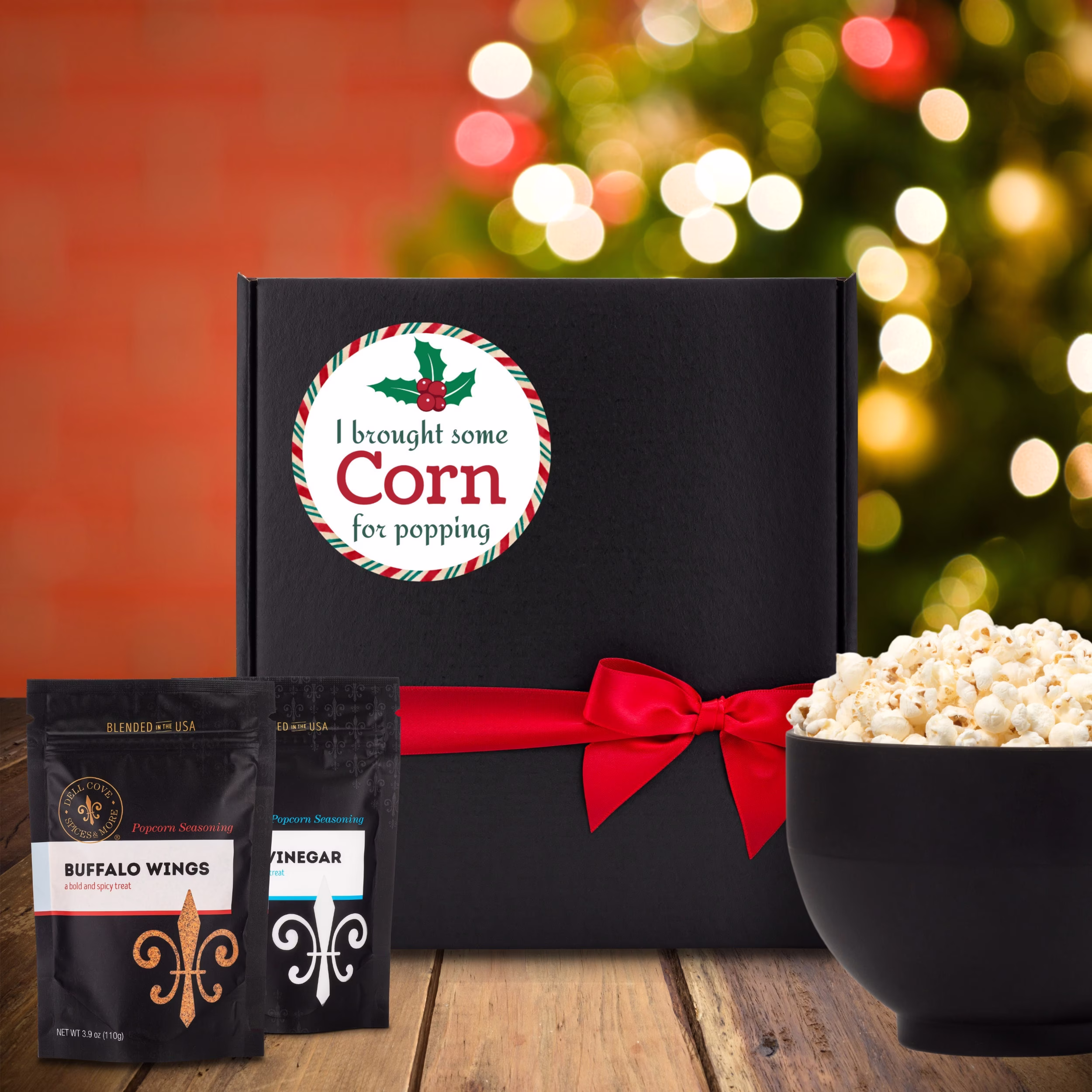 Christmas Food Gift Basket - Gourmet Popcorn Kernels & Seasoning, Gift Baskets For Family, Movie Marathon
