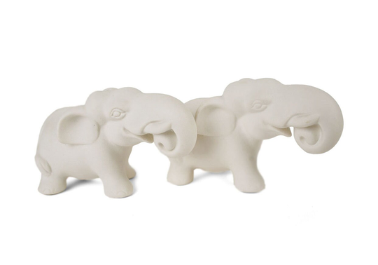 Elephant Handmade Unpainted Ceramics Cruet Set Mini Unglazed | 5cm X 8cm
