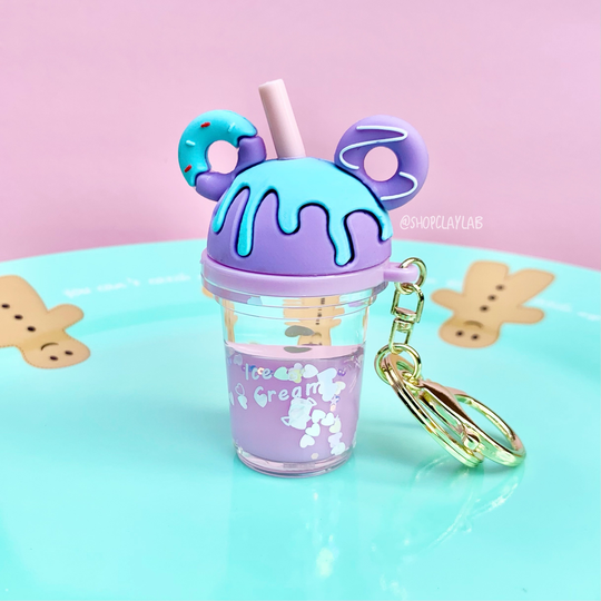 Purple Kawaii Mickey Moving Liquid Keychain