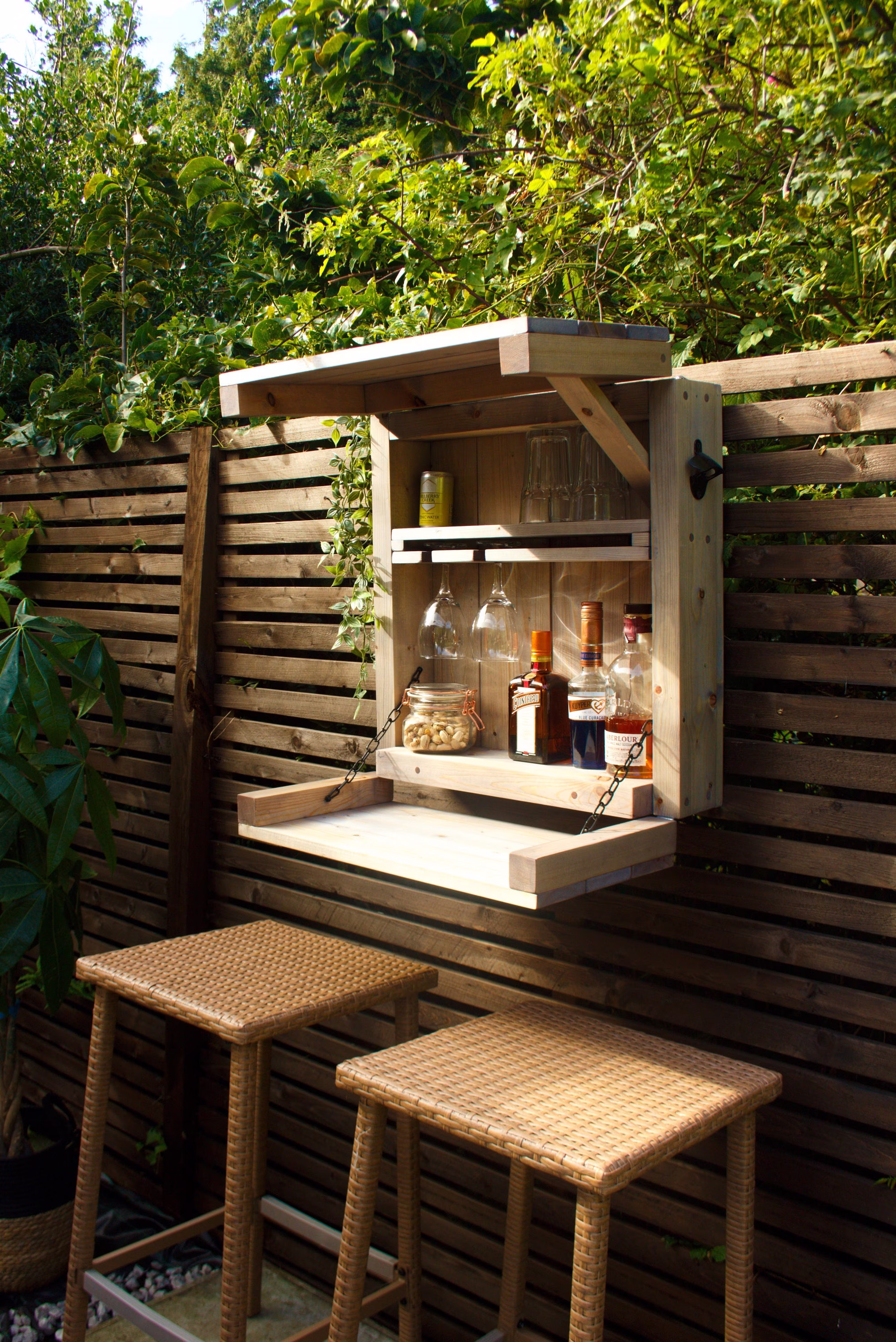 Dylon Drop Down Wall Bar - Wooden Garden