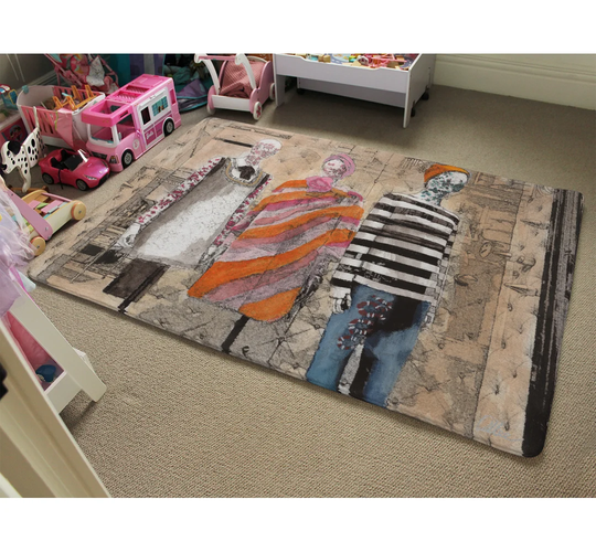 Cowles Shopping the Look Designer Shaggy Black/Grey/Orange Rug