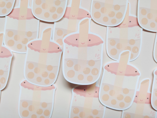 Boba Tea Sticker Die Cut Kawaii Stickers For Laptop Water Bottle & Planners Party Favors Kids Fridge Magnet
