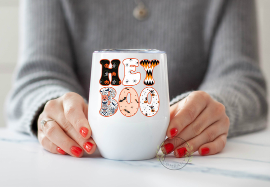 Hey Boo - Cute Halloween Wine Tumbler Decor