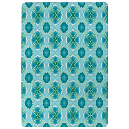 Hancock Cool Boho Chic Summer Designer Shaggy Blue/Green Rug