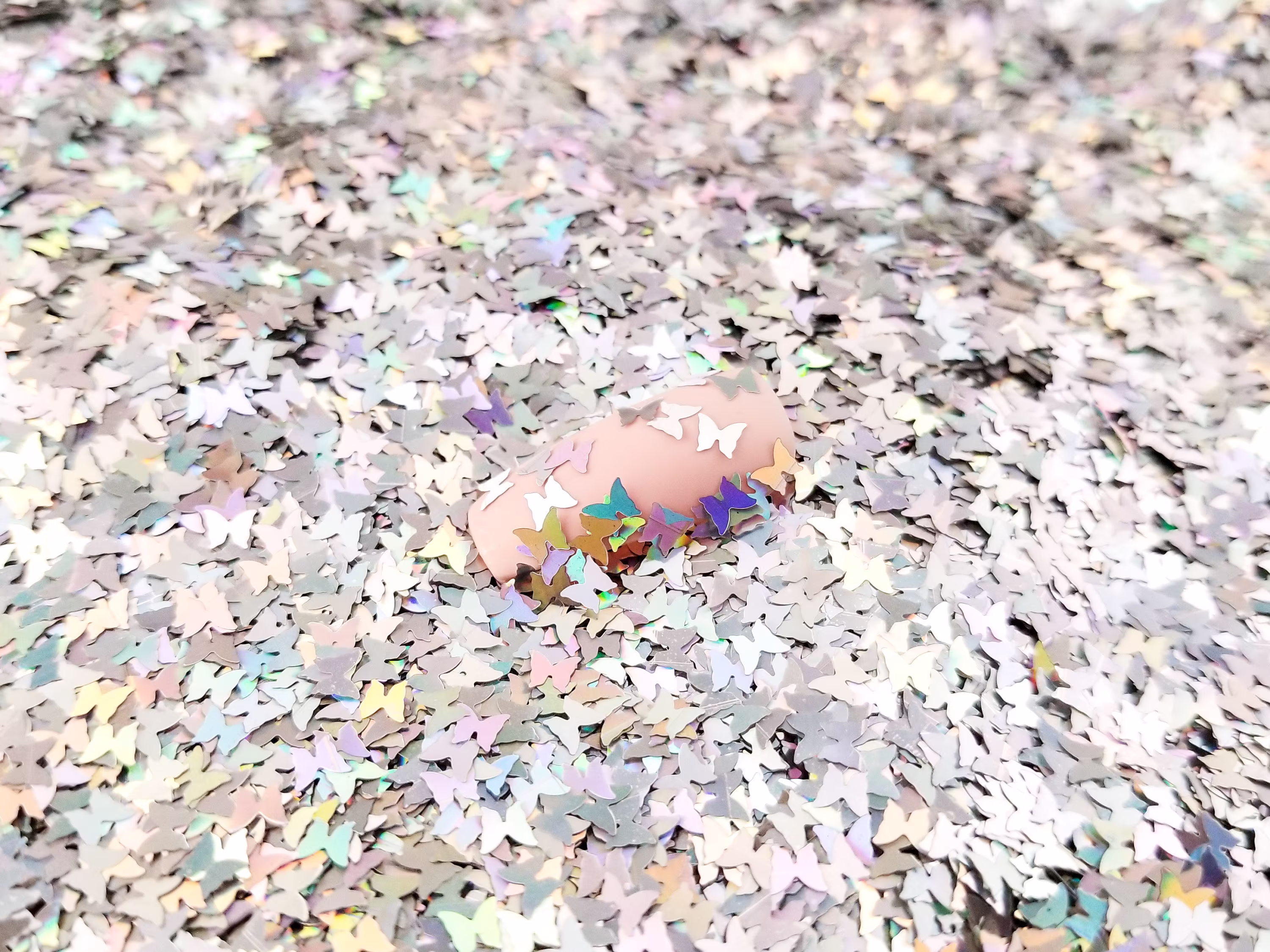 Holographic Silver Butterfly Glitter, Iridescent 4mm Resin Supplies Kawaii Embellishment, Slime Supplies, Nail Art