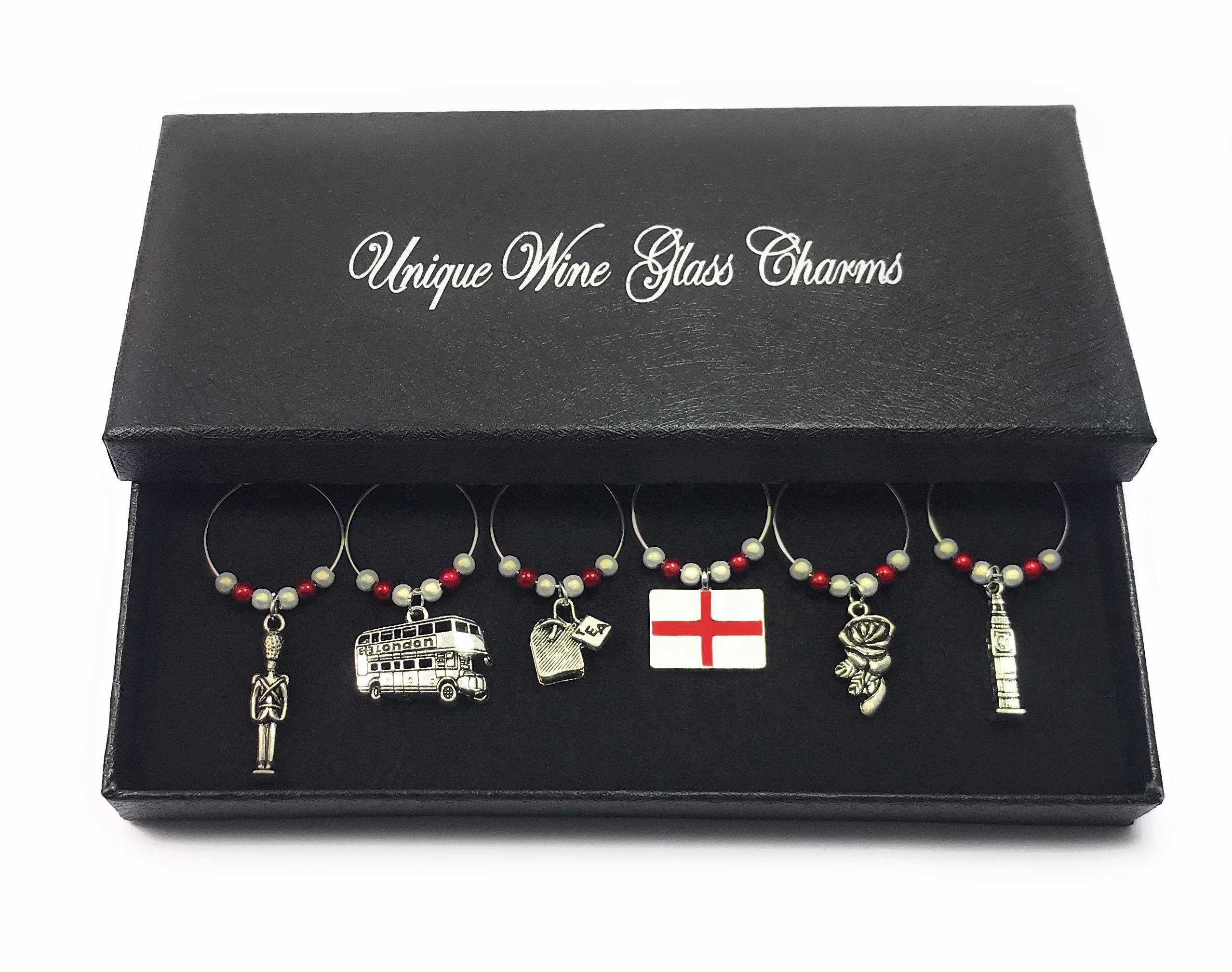 England English Wine Glass Charms With Small Beads Handmade By Libby's Market Place