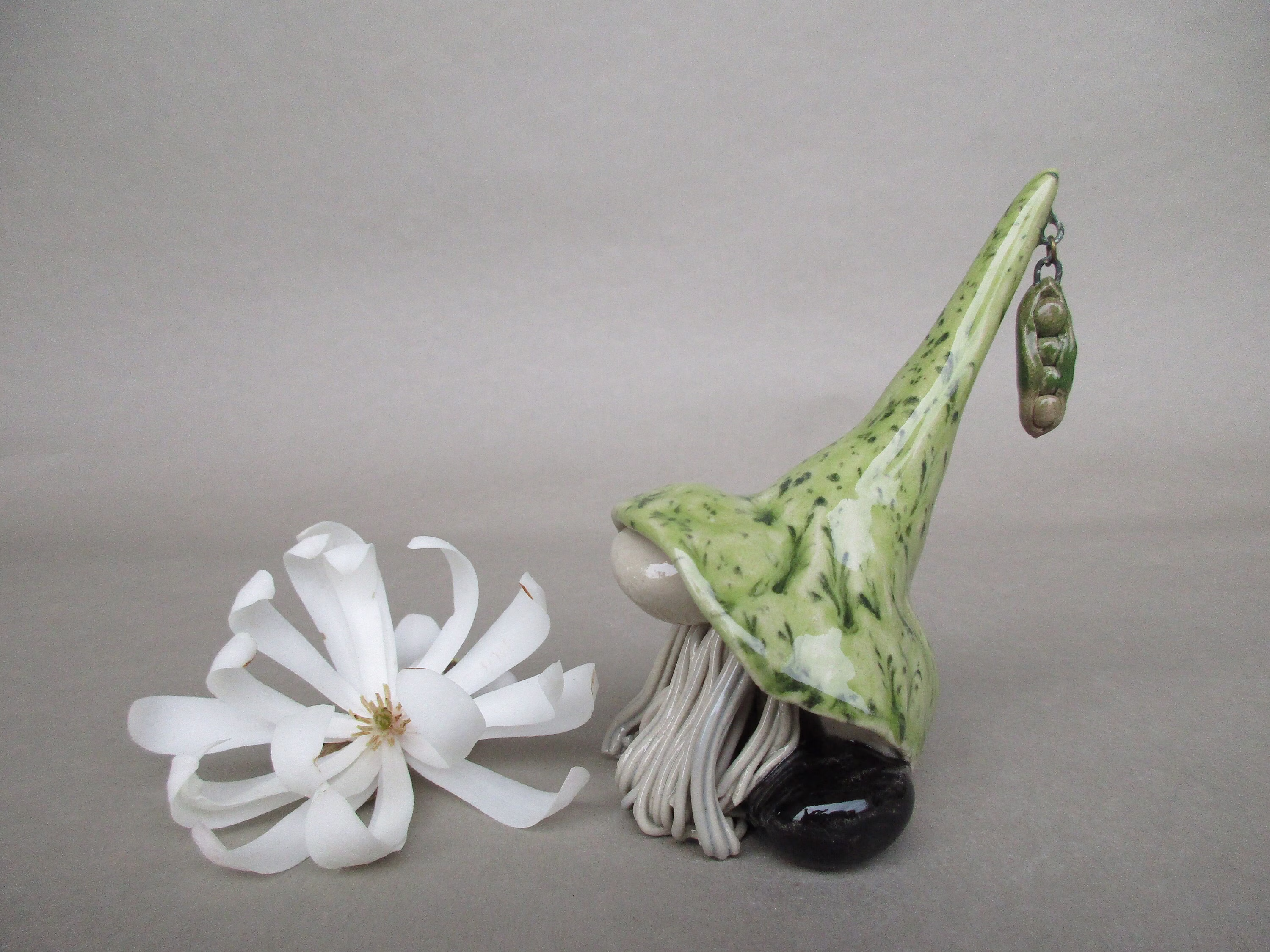 Peas Gnome, Stoneware One-Of-A-Kind Gift