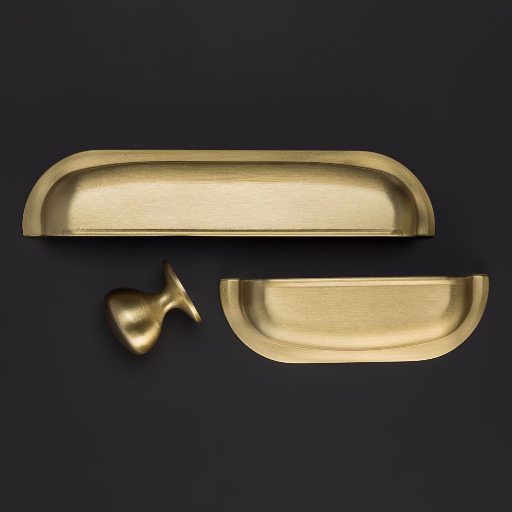 Hampton Brushed Brass Cupboard Handles - Kitchen Dresser Cabinets Door Drawer Shaker Minimal Style Old Gold Cup Pull Knobs D