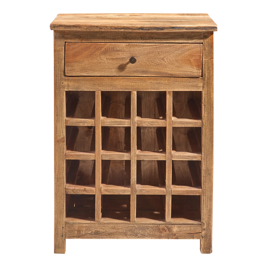 Solid Wood Floor Wine Bottle Rack in Brown