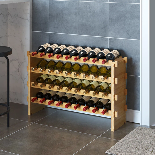 Pacer 36 Bottle Floor Wine Bottle Rack in Natural Brown