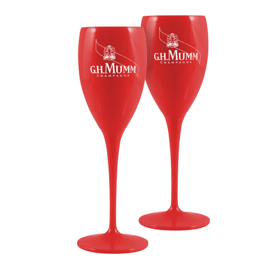 G.H. Mumm Plastic Champagne Glasses Flutes (2)