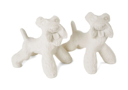 Airedale Terrier Handmade Unpainted Ceramics Cruet Set Mini Unglazed | 8cm X 9cm
