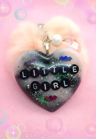 Soft Goth Coffin & Heart Keychain