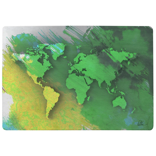 Wallace World Map Designer Shaggy Green/Yellow Rug