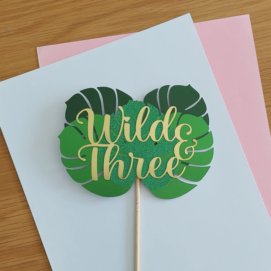 Wild & Three Cake Topper, Jungle/Safari Theme Birthday 3rd Party Decorations