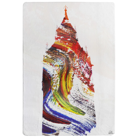Stinson Swirly Ben Designer Shaggy White/Orange Rug