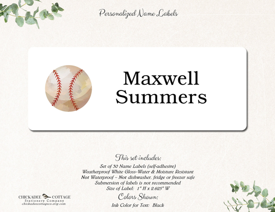School Supply Labels Baseball, Name Stickers, For Boys, Book Labels, Personalized Custom Baseball