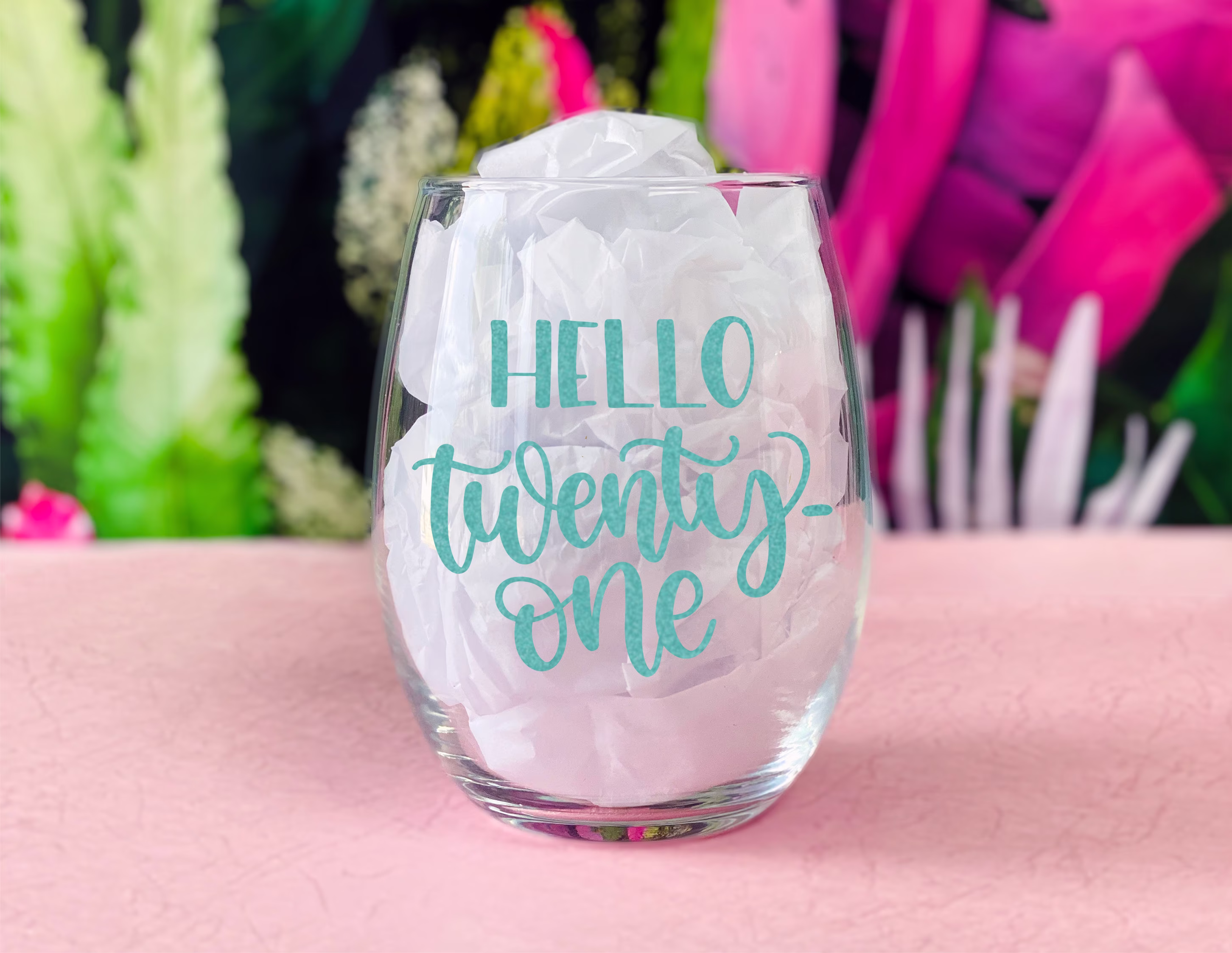 Hello Twenty-One Wine Glass | 21st Birthday Personalized Cup Cheers To 21 Gift For Friend