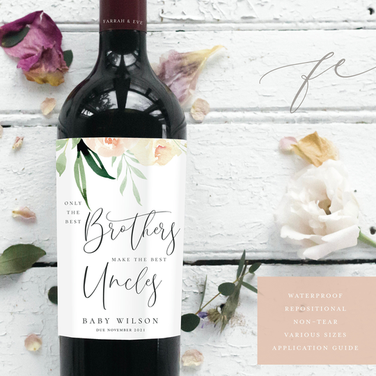 Pregnancy Announcement Wine Labels, Baby Bottle Label, Best Brothers Make Uncles Label | |Fewl18
