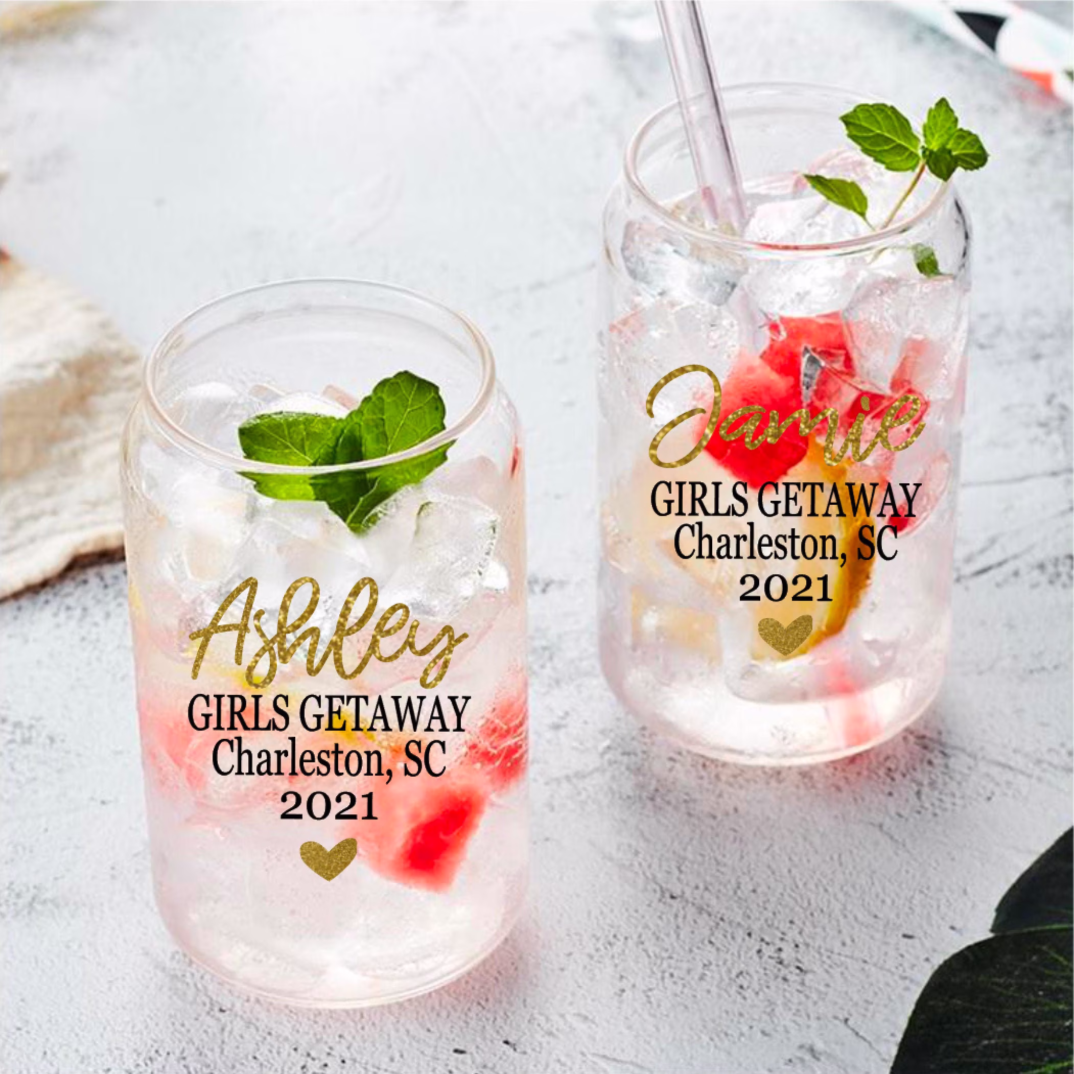 Girls Getaway Beer Glasses, Weekend, Trip, Girls' Trip Getaway, Best Friend Gift, Personalized Glass, Party Favor, Gift For Her