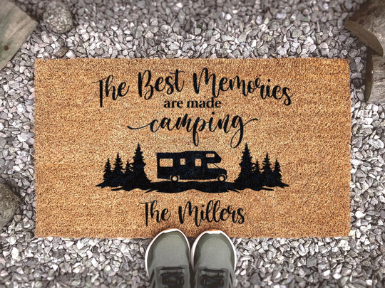 Custom Camping Doormat - Pesonalized Campsite Door Mat Coir Welcome Decor