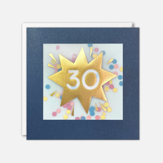 Age 30 Gold Birthday Card With Colourful Paper Confetti - Shakies By James Ellis