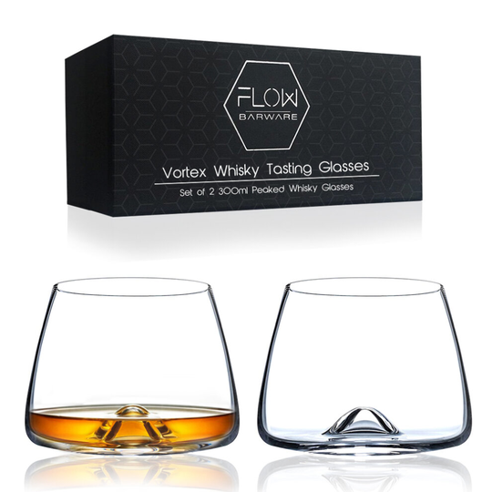 Vortex Crystal Whiskey Glasses Set of 2, Unique Swirl Whisky Glass