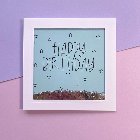 Glittery Blue Birthday Shaker Card