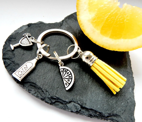 Gin Keychain, Personalised Gift, Lover, Gift For Her, Hen Party Gifts, Tassel Keyring, 18Th Birthday