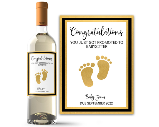 Baby Announcement Grandparent - Custom Wine Labels Grandparents Pregnancy New Reveal