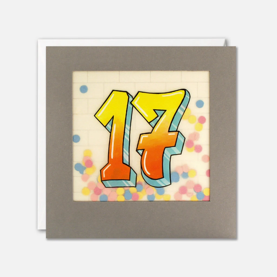 Age 17 Graffiti Birthday Card With Paper Confetti - Shakies By James Ellis
