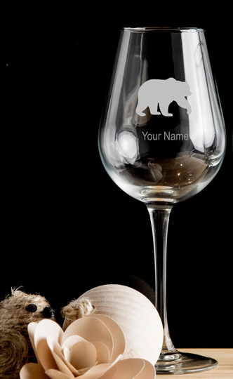 Bear Personalised Wine Glass Red Wine, White Wine - Hand Etched Gift Bartender.98
