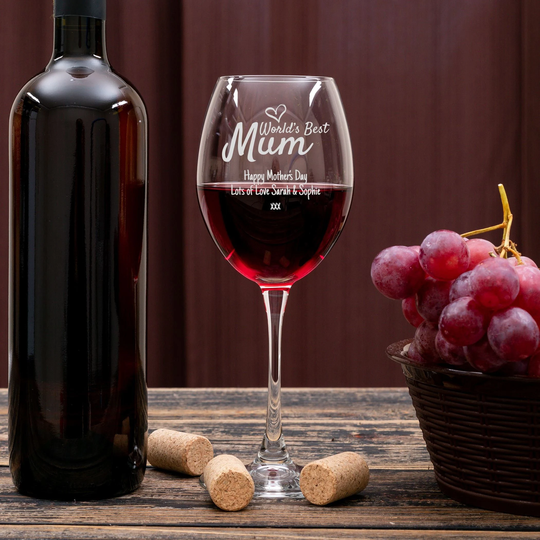 Personalised Worlds Best Mum, Mummy, Grandma Wine Glass, Engraved Etched Glasses Gift For Mum - Gifts Her, Mother's Day Glass