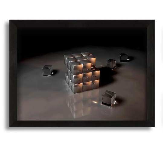 Silver Ice Cube - Picture Frame Graphic Art on Canvas