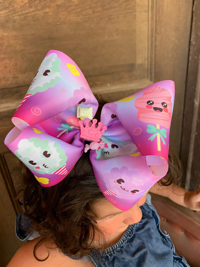 Large 6 Inch Cotton Candy Bow One Of A Kind Boho Updo Birthday Ribbon Shaker Folk Hair Accessories Moño Toddler Child Girls