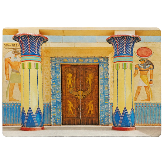 Omeara Ancient Egyptian Writing Designer Shaggy Yellow/Blue/Red Rug